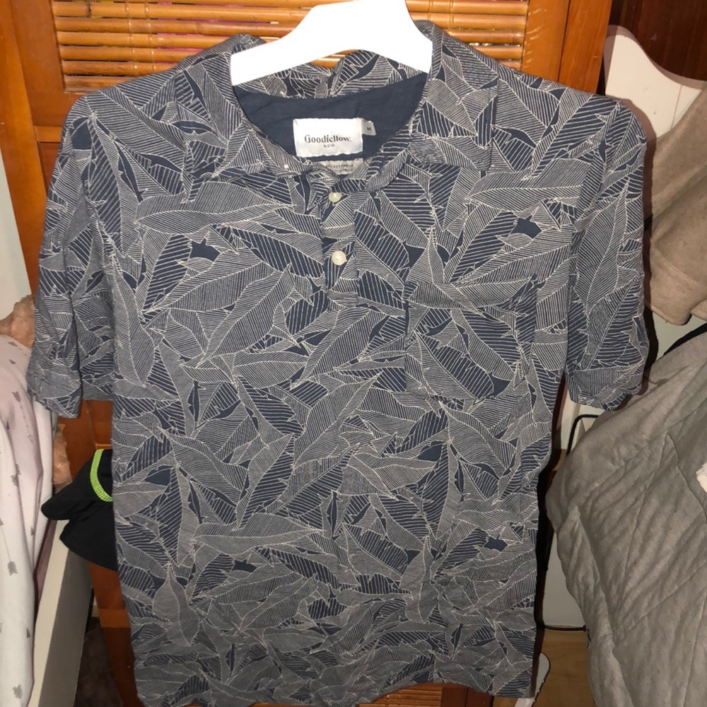 Goodfellow tropical pattern collared shirt.